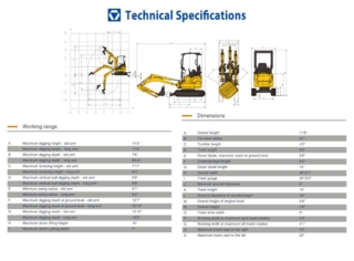 XCMG XE18U MINI EXCAVATOR TECHNICAL SPECS
